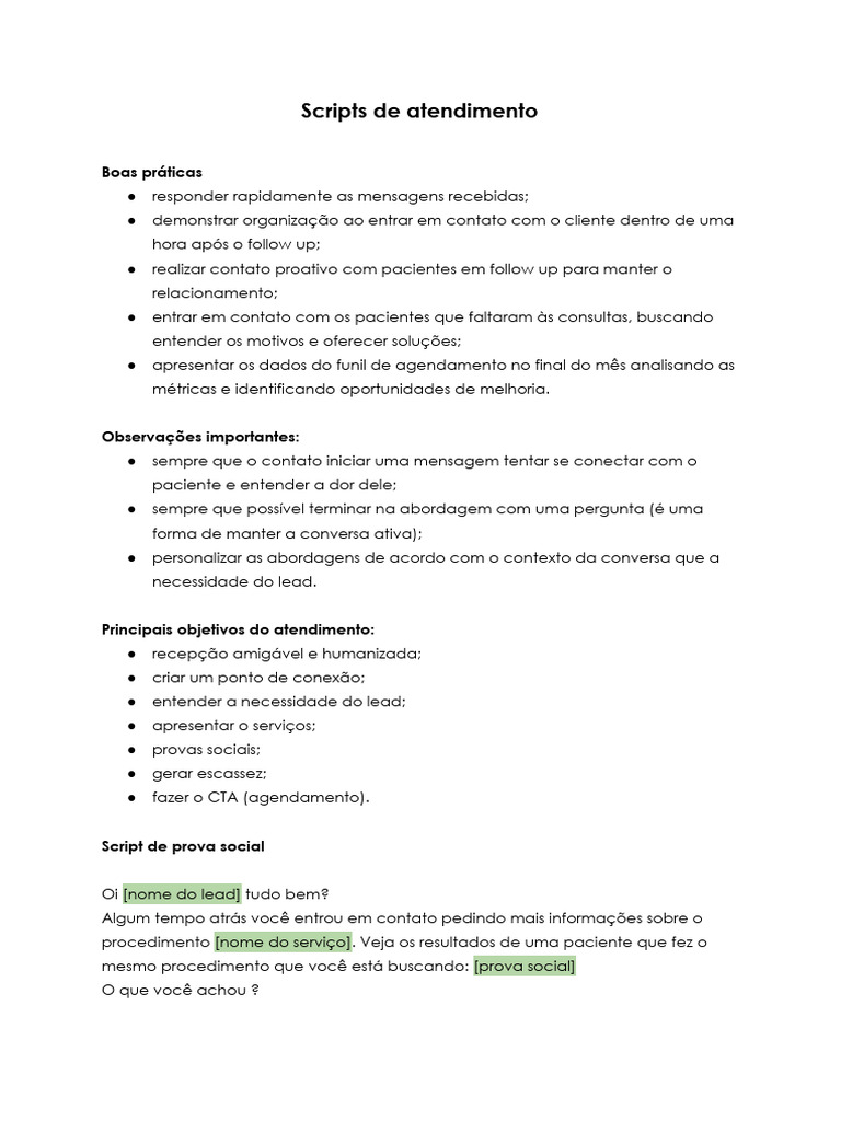 Scripts de Atendimento Eficazes | PDF