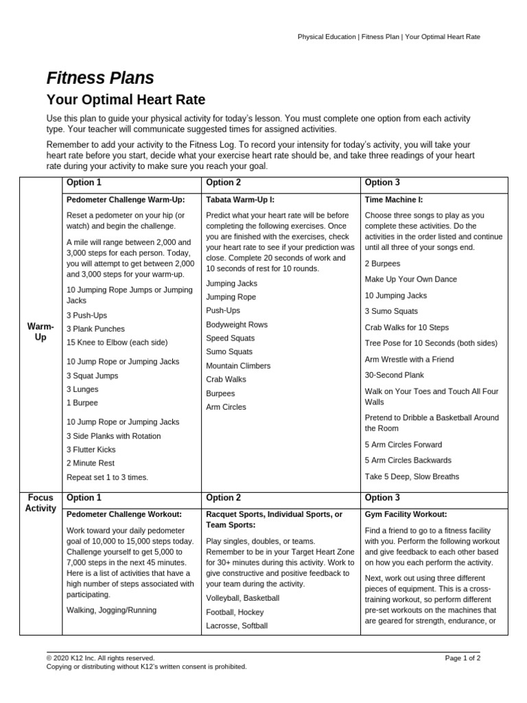 OTH08 02 06 Fitness Plan | PDF | Physical Exercise | Physical Fitness