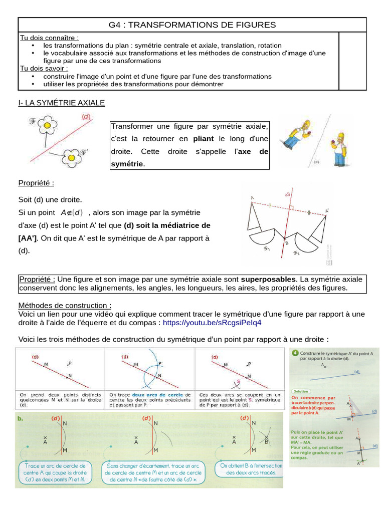 Symétrie centrale et axiale en géométrie | PDF