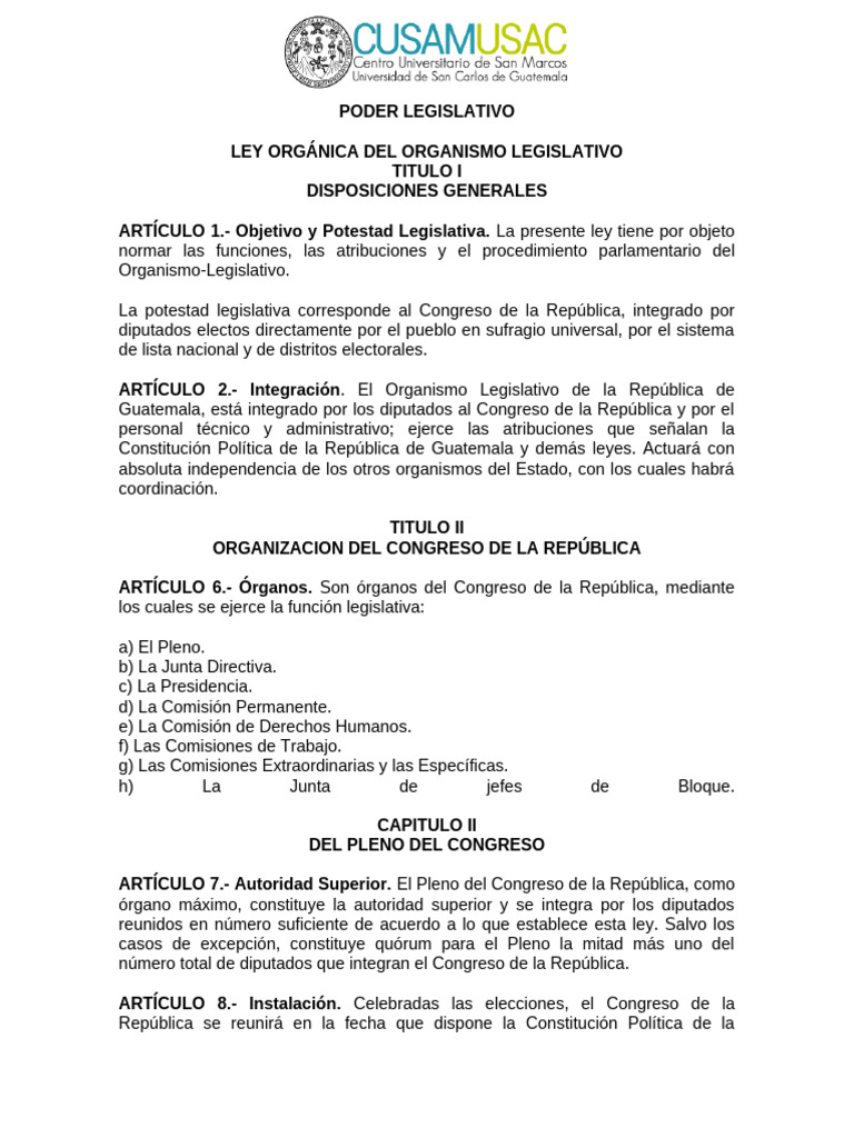 Estructura del Poder Legislativo en Guatemala | PDF | Gobierno ...