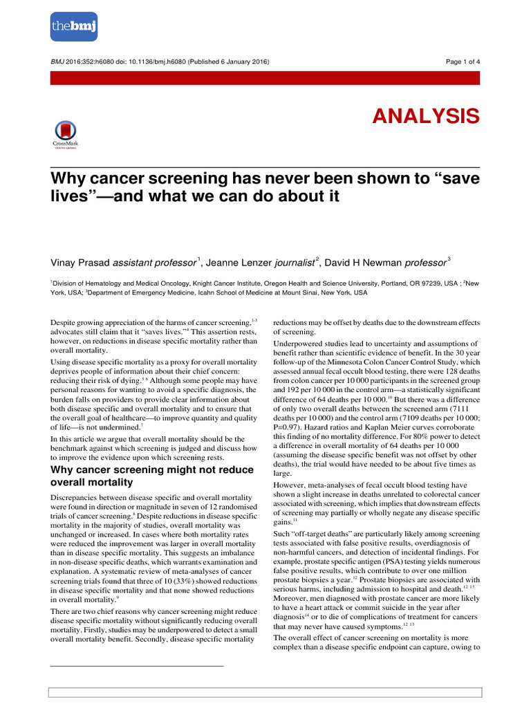 Why Cancer Screening Has Never Been Shown To Save Lives and What We Can ...