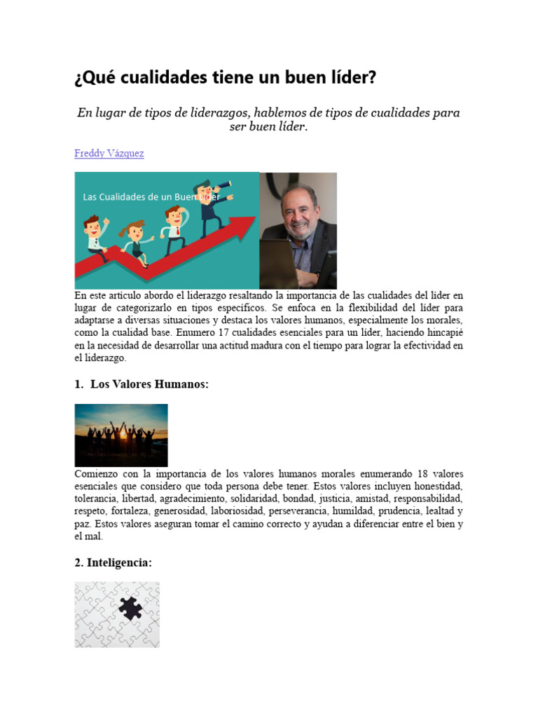 Cualidades Esenciales de un Buen Líder | PDF | Liderazgo | Las emociones