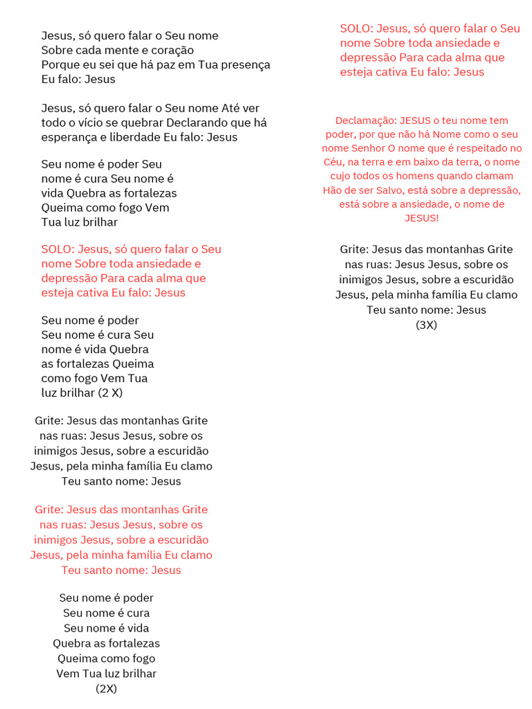 LETRA - EU FALO JESUS | PDF
