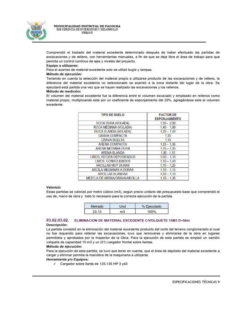 Especificaciones Técnicas de Construcción en Pacocha | PDF | Hormigón ...