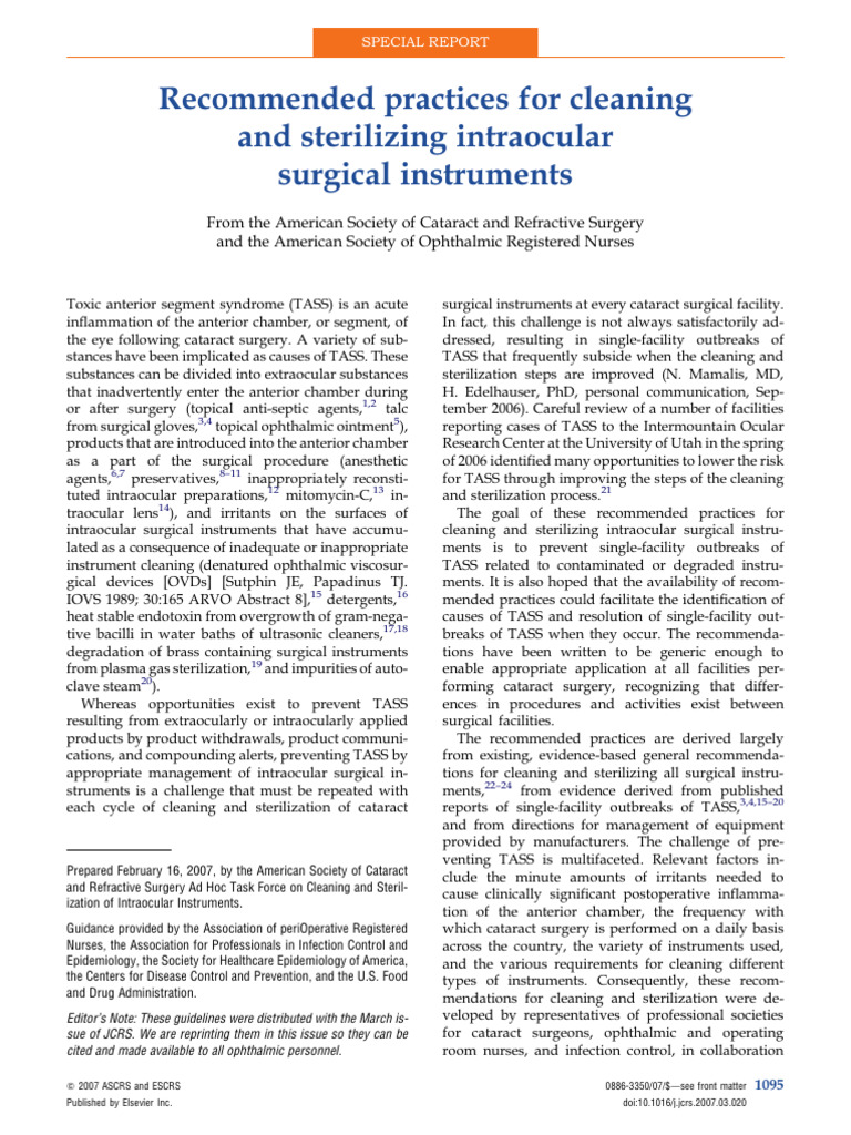 AAMI Guidelines for Eye Instrument Sterilization | PDF | Sterilization ...