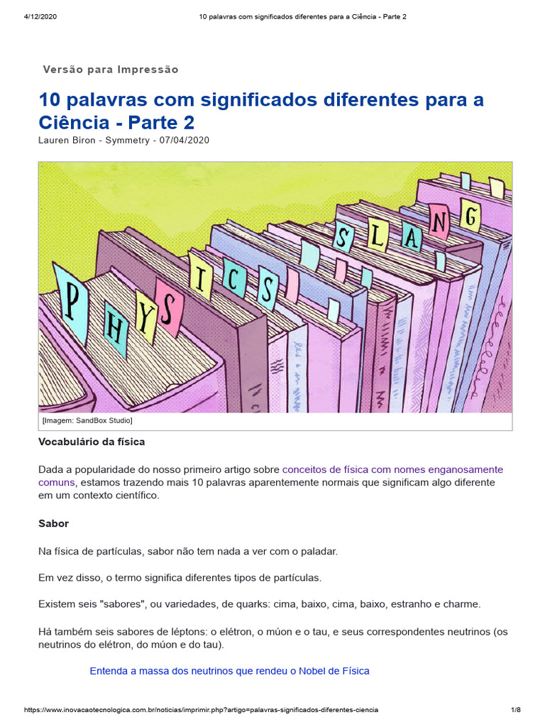Palavras Científicas com Significados Diversos | PDF | Partícula ...