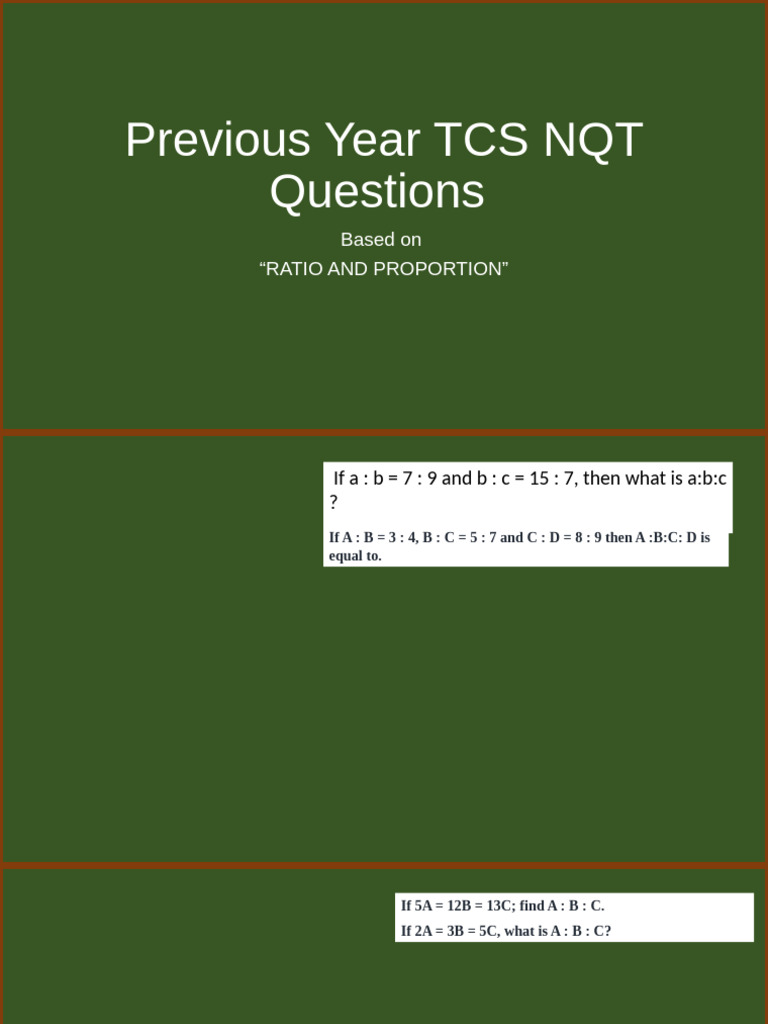 TCS NQT Ratio and Proportion Questions | PDF | Currency | Economies