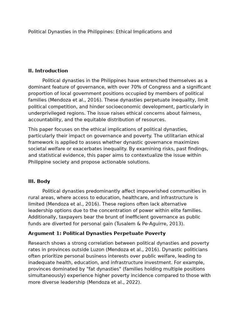 Impact of Political Dynasties on Poverty | PDF | Poverty | Poverty ...