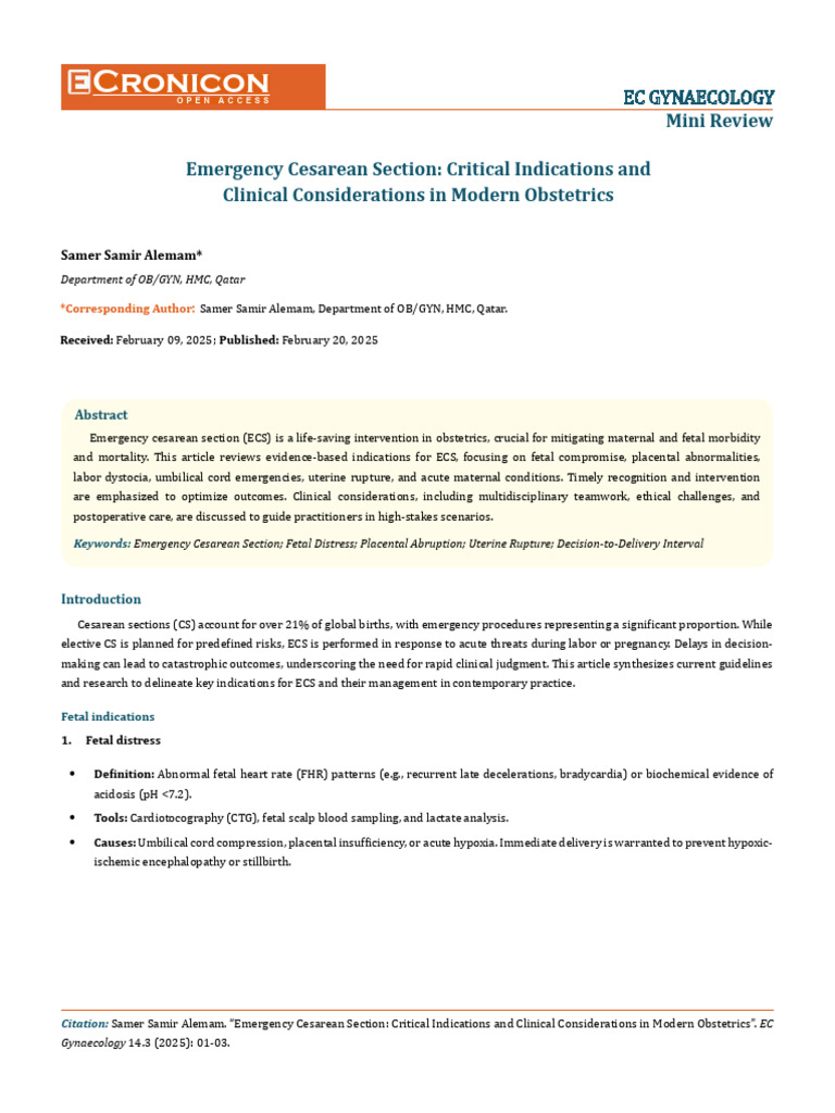 Emergency Cesarean Section Guidelines | PDF | Childbirth | Caesarean ...