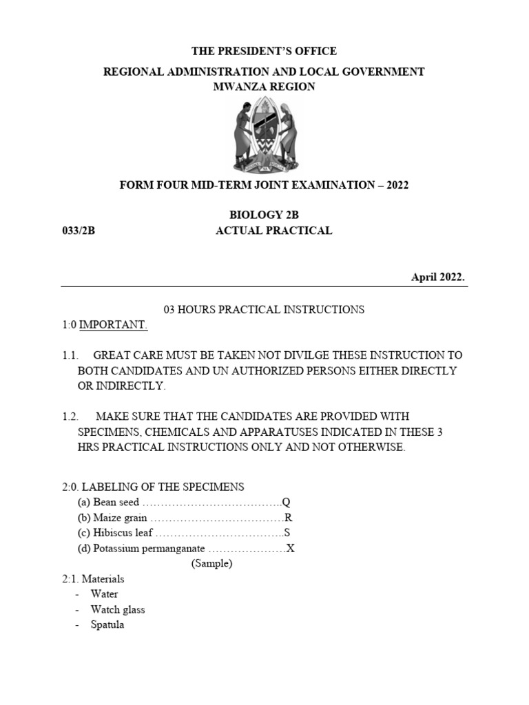Biology 2B 3HRS Instructions-1 | PDF