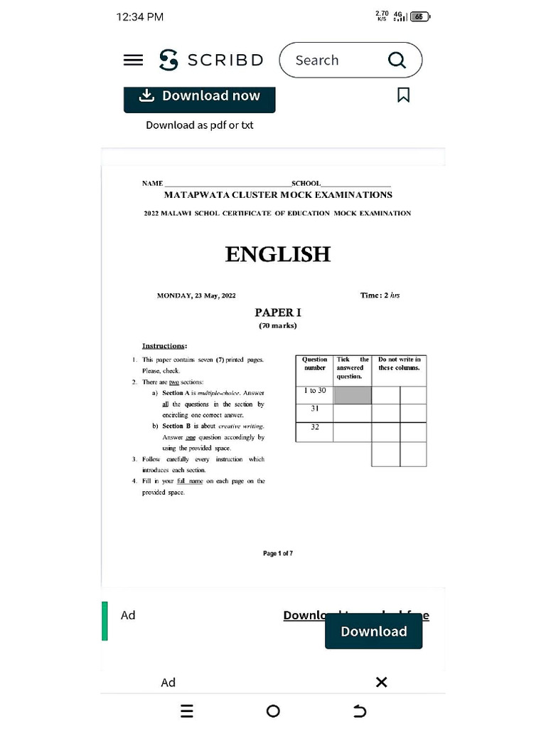 English p1 Scribd | PDF