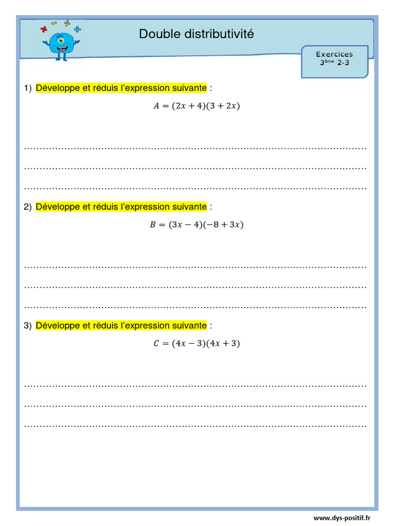 Exercices de double distributivité 3ème | PDF | Mathématiques