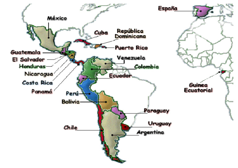 Paises de Habla Hispana Mapa | PDF