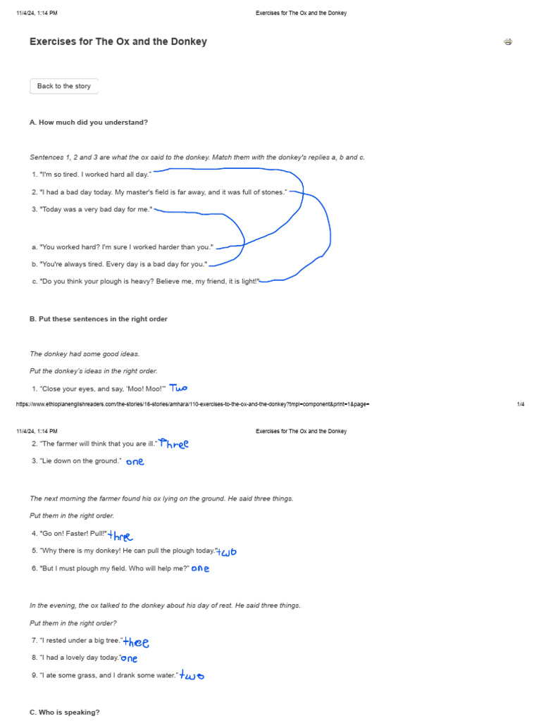 The Ox and The Donkey Questions - Assignment - (COMPLETED) | PDF