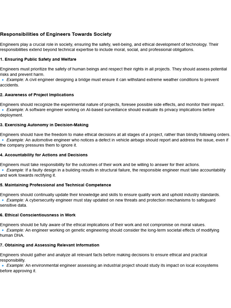 Engineers' Ethical Responsibilities | PDF | Engineer | Safety