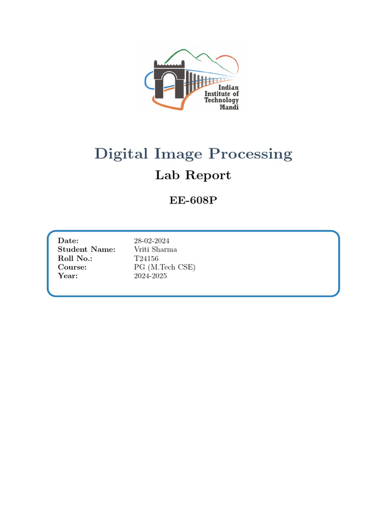 M.Tech CSE Image Processing Lab | PDF | Recording | Algorithms