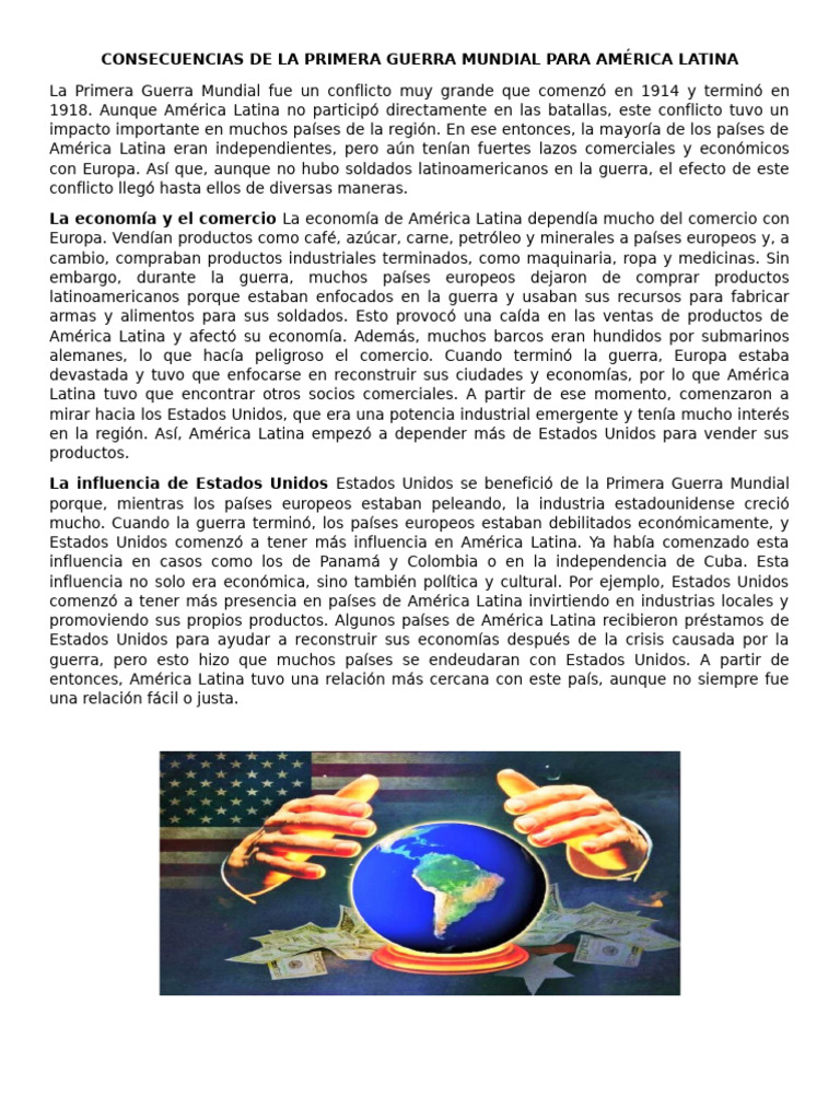 Impacto de la Primera Guerra en Latinoamérica | PDF | America latina ...