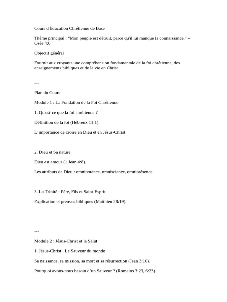 Fondements de la Foi Chrétienne | PDF | Jésus | Baptisme