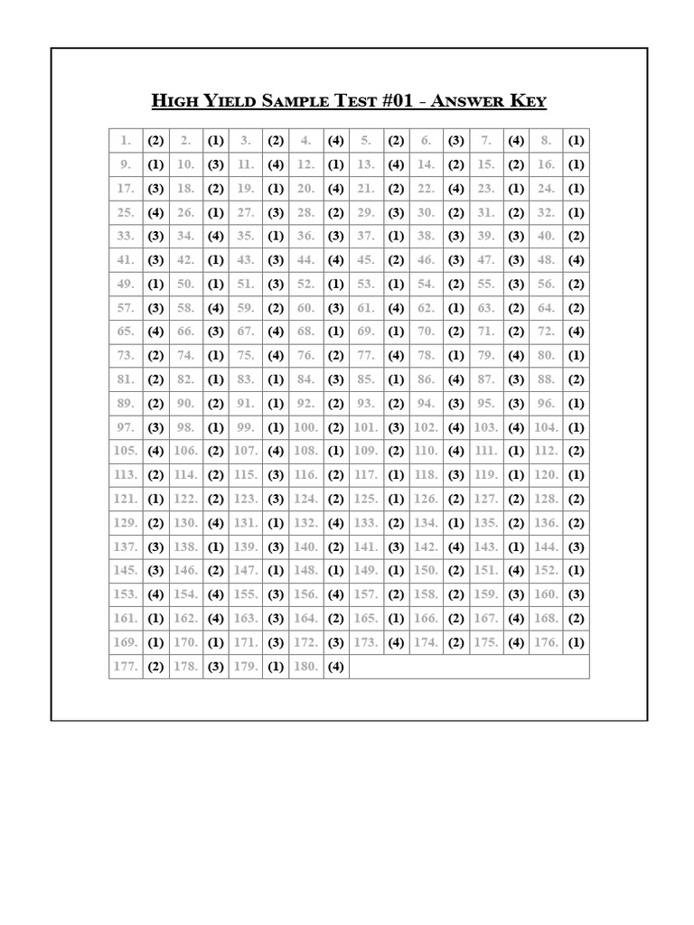 Clé de réponses test à fort rendement | PDF