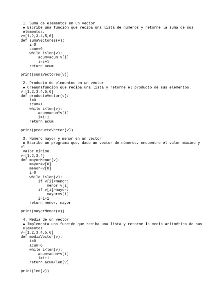 Operaciones básicas con vectores en Python | PDF | Programación de ...