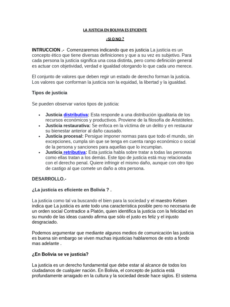 Eficiencia de la Justicia en Bolivia | PDF | Justicia | Crimen y violencia