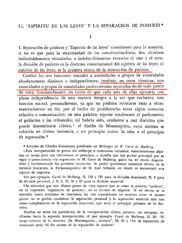 El Espíritu de Las Leyes y La Separación de Poderes | PDF