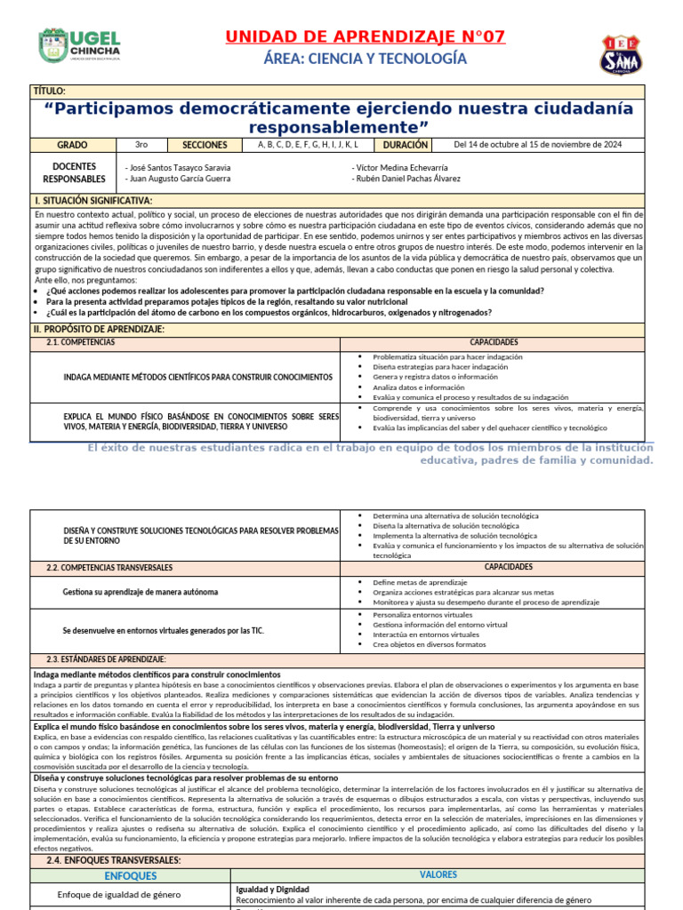 7 Unidad de Aprendizaje - Tercero | PDF | Evaluación | Aprendizaje