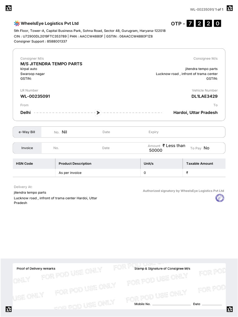 Builty - WL-00235091 - 2 | PDF