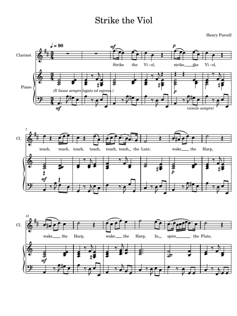 Strike the Viol by Henry Purcell | PDF | Musical Instruments | String ...