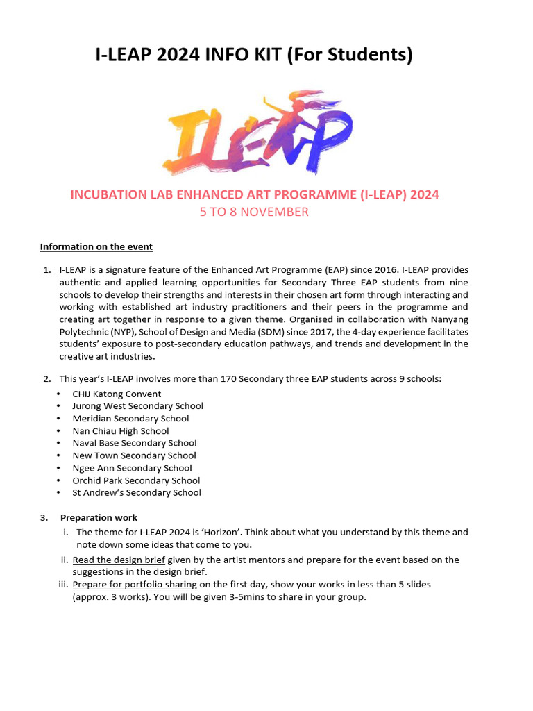 I-LEAP 2024 Information Kit For Students | PDF