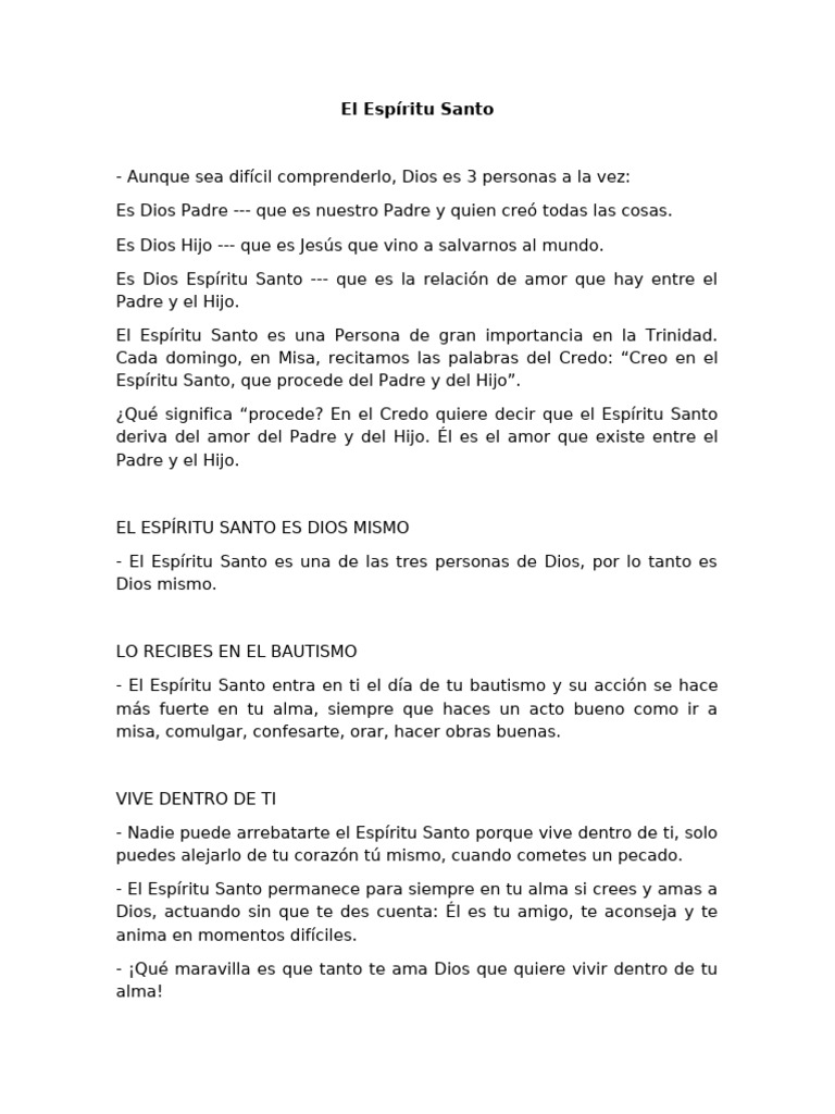Importancia del Espíritu Santo en la Fe | PDF | Pentecostés | Pascua de ...