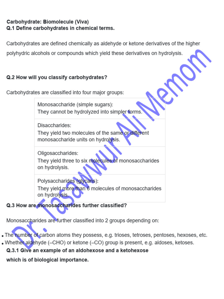 Carbohydrate Biomolecule Overview | PDF | Carbohydrates | Glucose