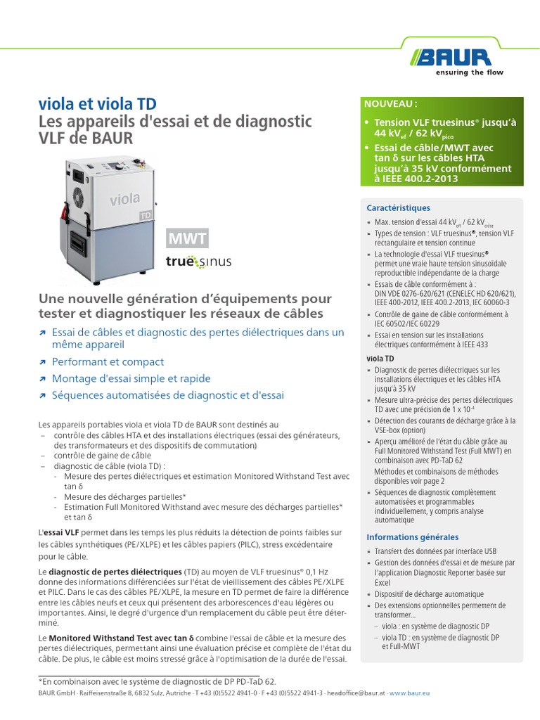 DS - VLF Tester and Diagnostics Device - Viola - Viola TD - BAUR - FR ...