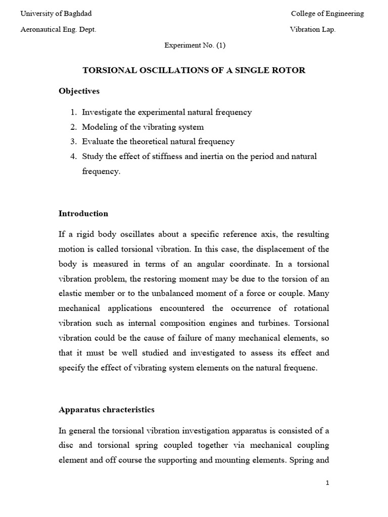 Torsional Oscillations of a Rotor Study | PDF | Oscillation | Mechanics