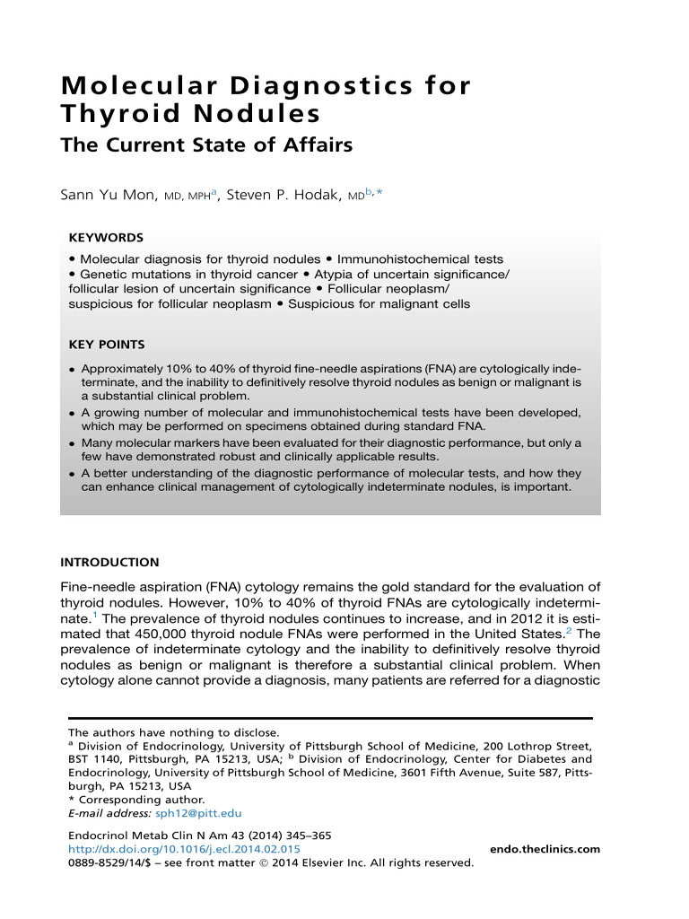 Molecular Testing of Thyroid Nodules | PDF | Micro Rna | Neoplasms