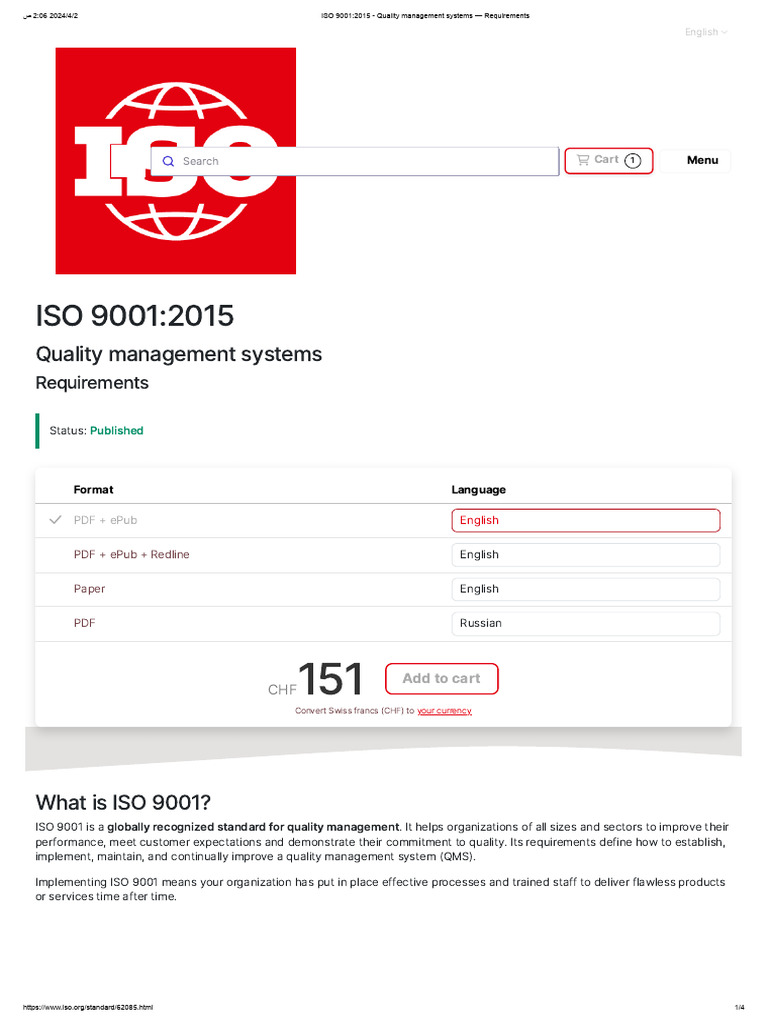 ISO 9001:2015 Quality Management Requirements | PDF | Quality ...
