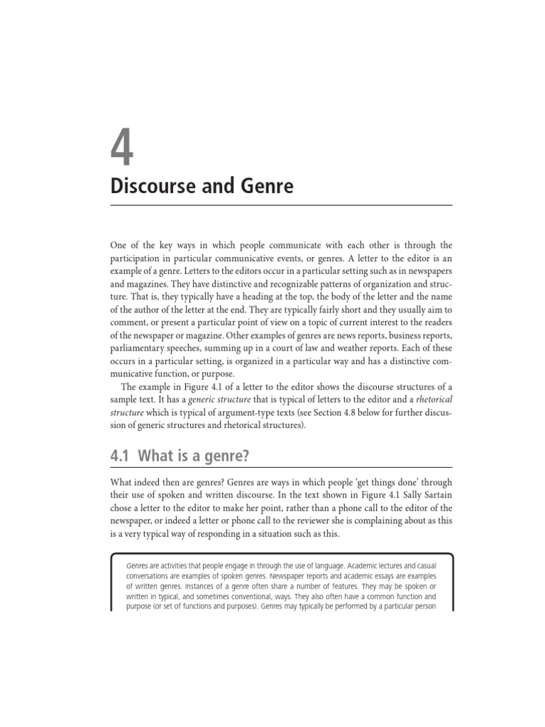 Understanding Discourse and Genre | PDF | Genre | Rhetoric