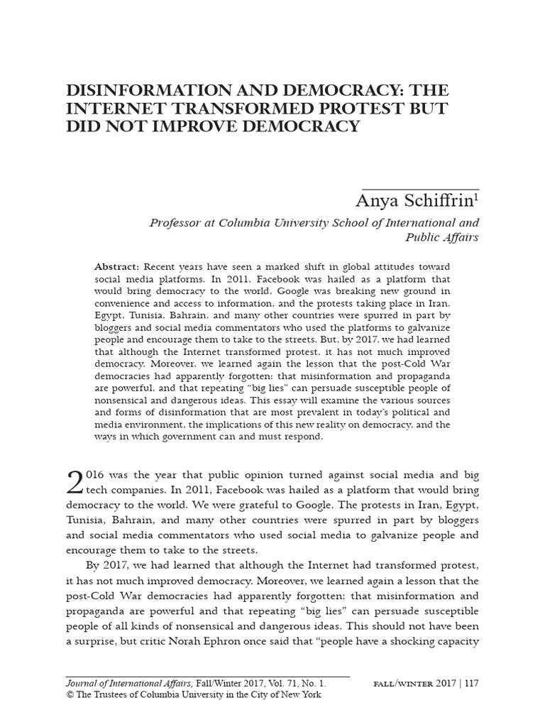 Disinformation and Democracy | PDF | Facebook | Democracy