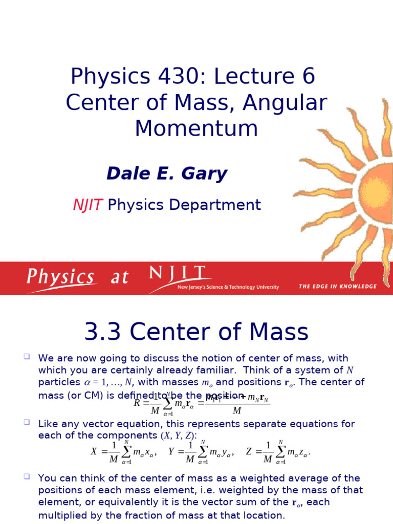 Center of Mass and Angular Momentum | PDF | Rotation Around A Fixed ...
