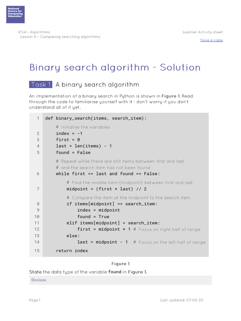 A4 Solutions - Binary Search Algorithm | PDF