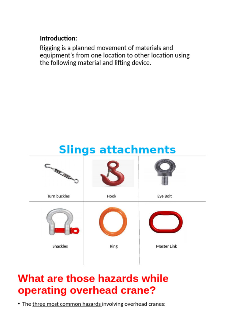 Rigging Safety and Equipment Guide | PDF | Knot | Crane (Machine)