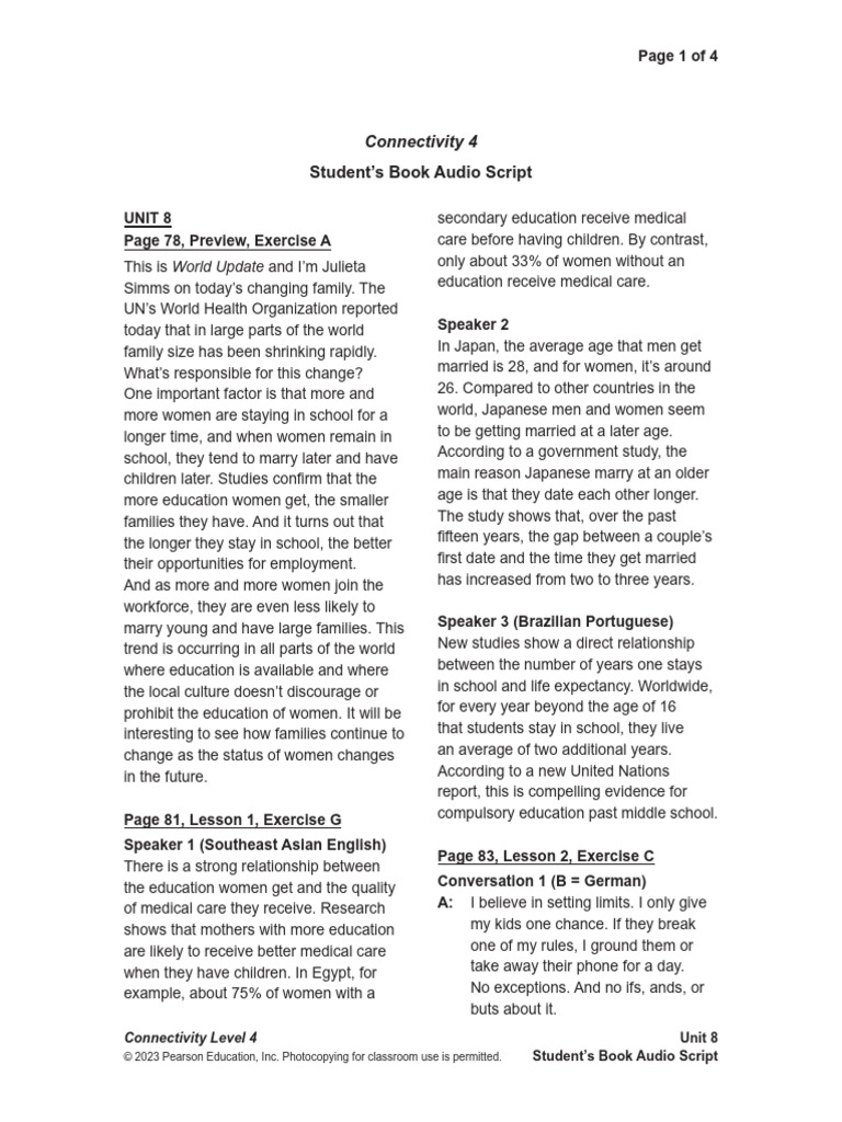 CTY4 Student Book Audio Script Unit 8 | PDF | Pickling | Pickled Cucumber
