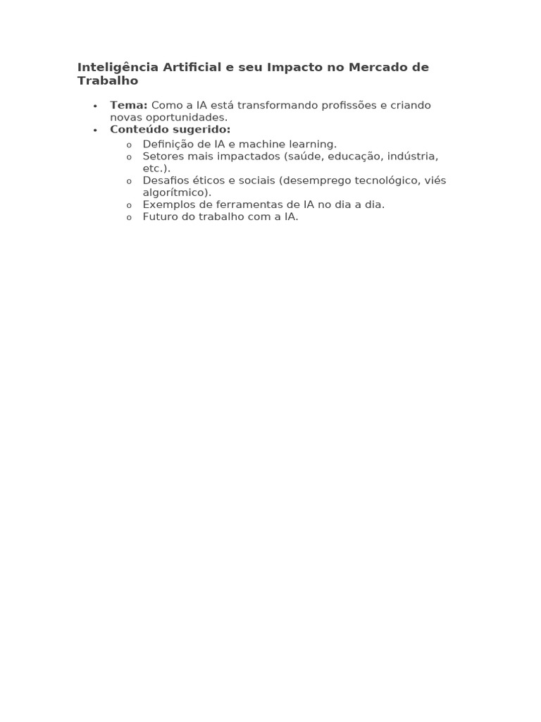 Impacto da IA no Mercado de Trabalho | PDF