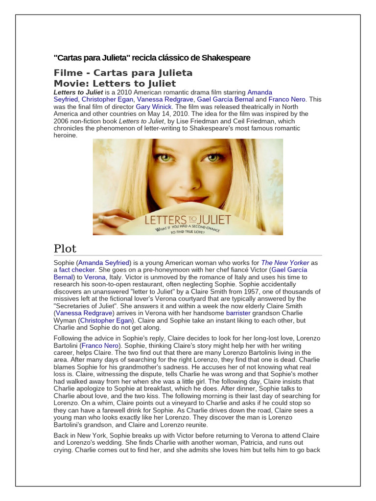 Cartas para Julieta | PDF, image size:768x1024