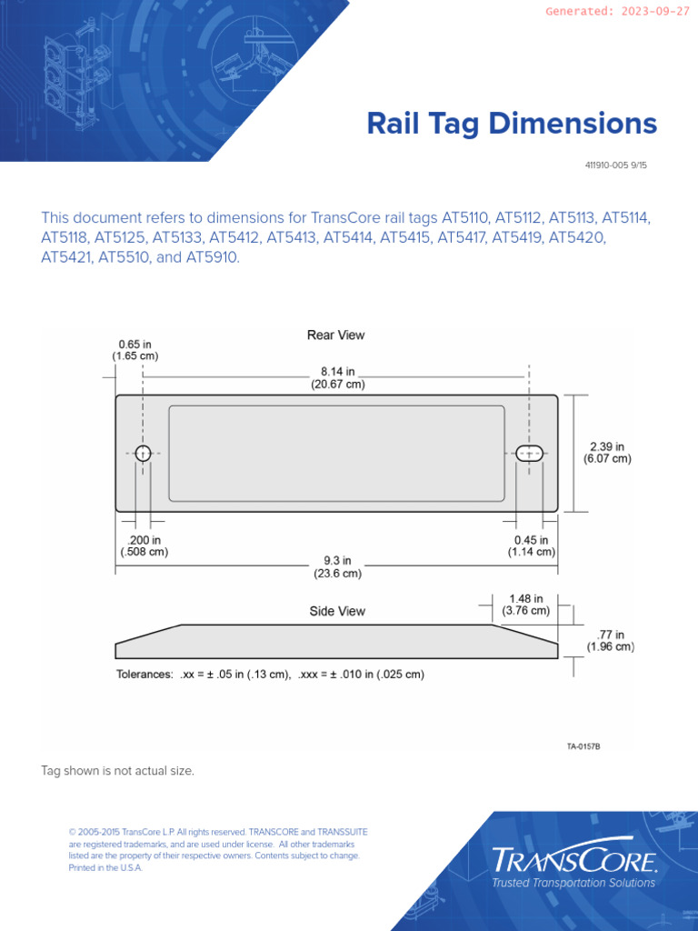 Rail Tag Dimensions Overview | PDF