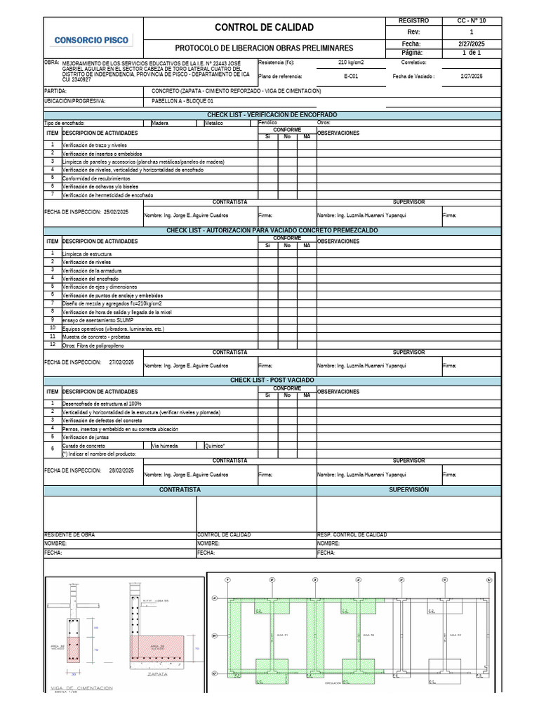Protocolo de Control de Calidad en Obras | PDF | Hormigón | Ingeniero civil