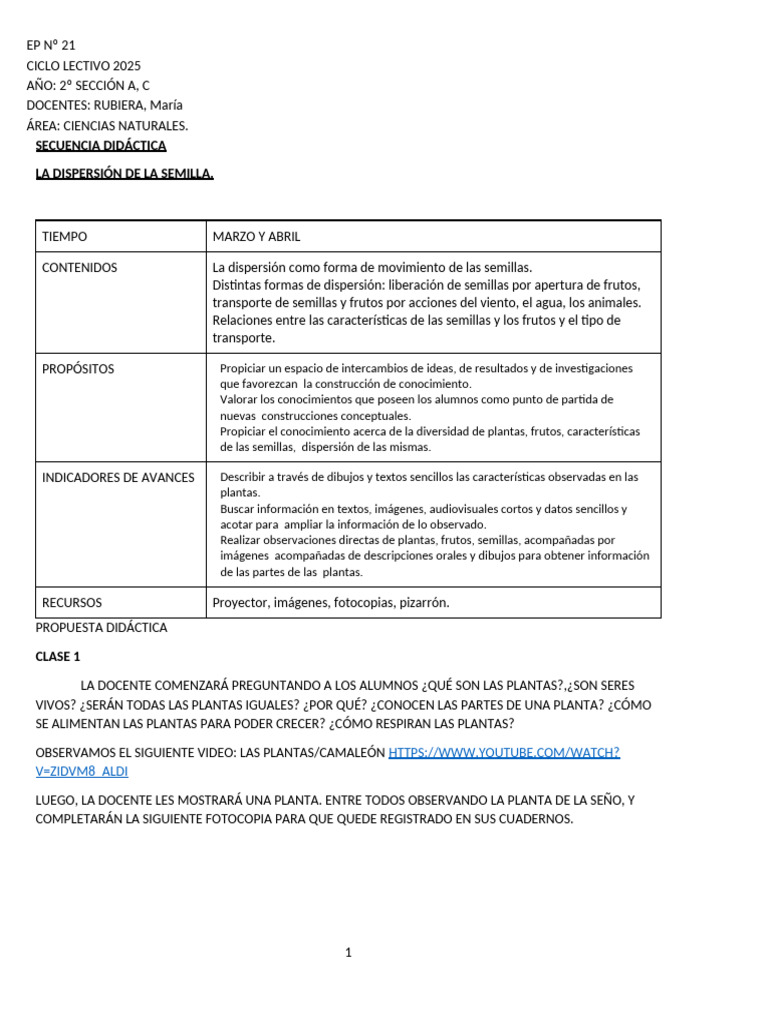 Dispersión de Semillas para Niños | PDF | Semilla | Plantas
