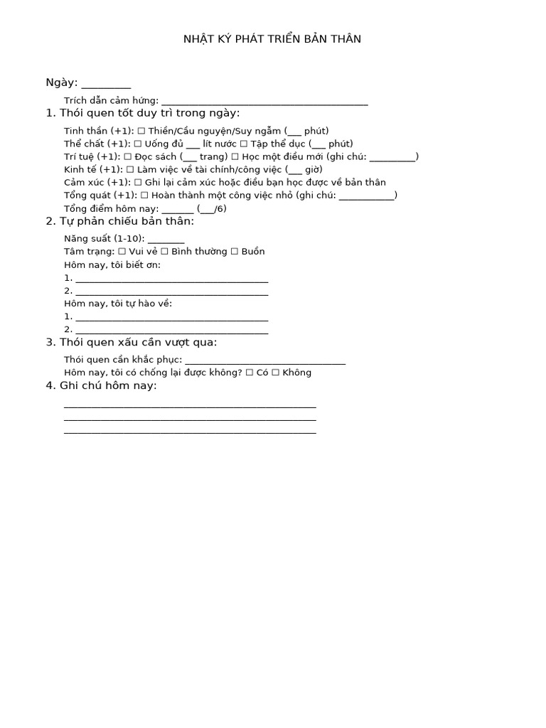 Nhat Ky Phat Trien Ban Than | PDF
