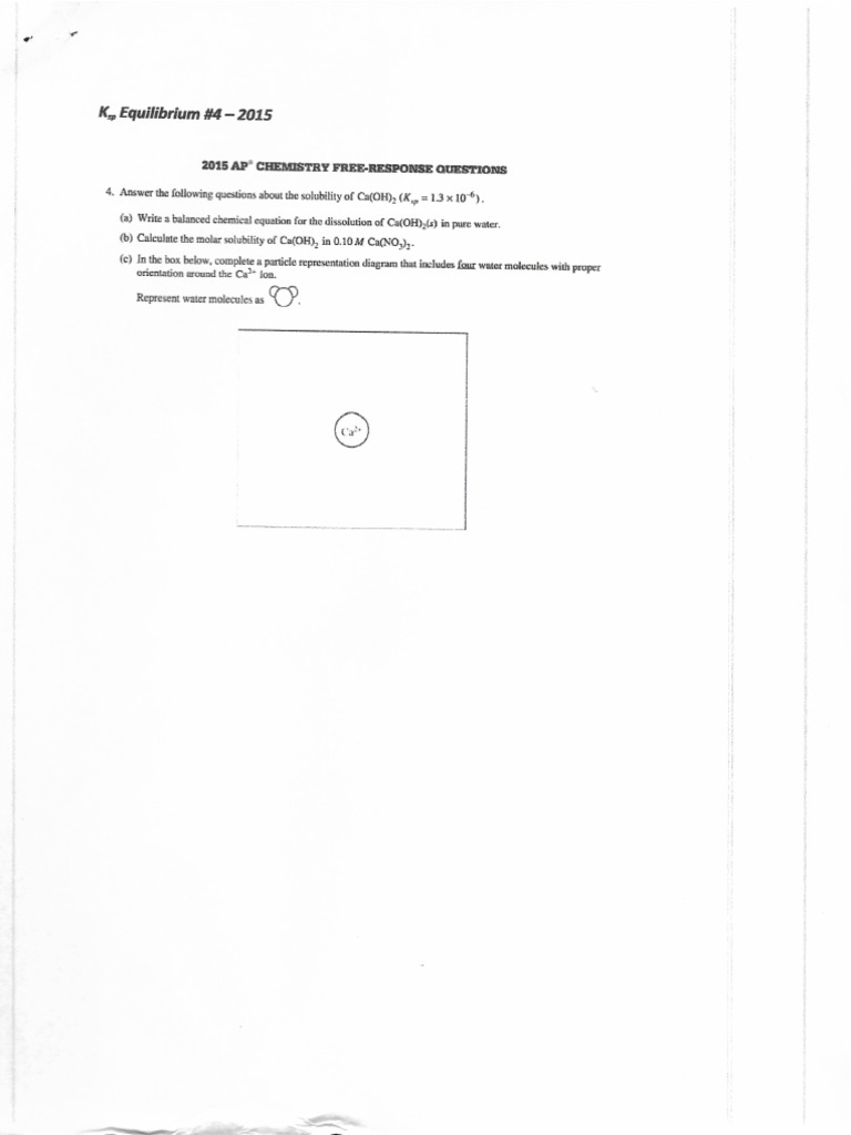 Ch. 16 KSP Equilibrium FRQ's-1 | PDF