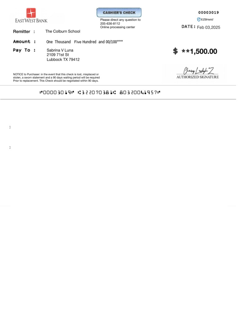 Authorized Signature Check Memo Template | PDF